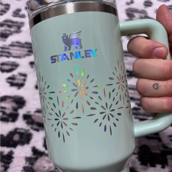 Stanley 40oz. Sky Blue Tumbler with Holographic Fireworks! - Picture 5 of 10